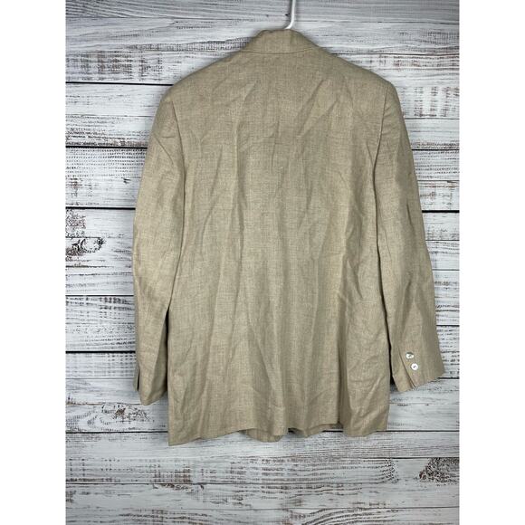 Jennifer Moore 100% Linen Blazer Jacket 12 Tan Neutral Minimalist Coastal Career - Picture 4 of 6
